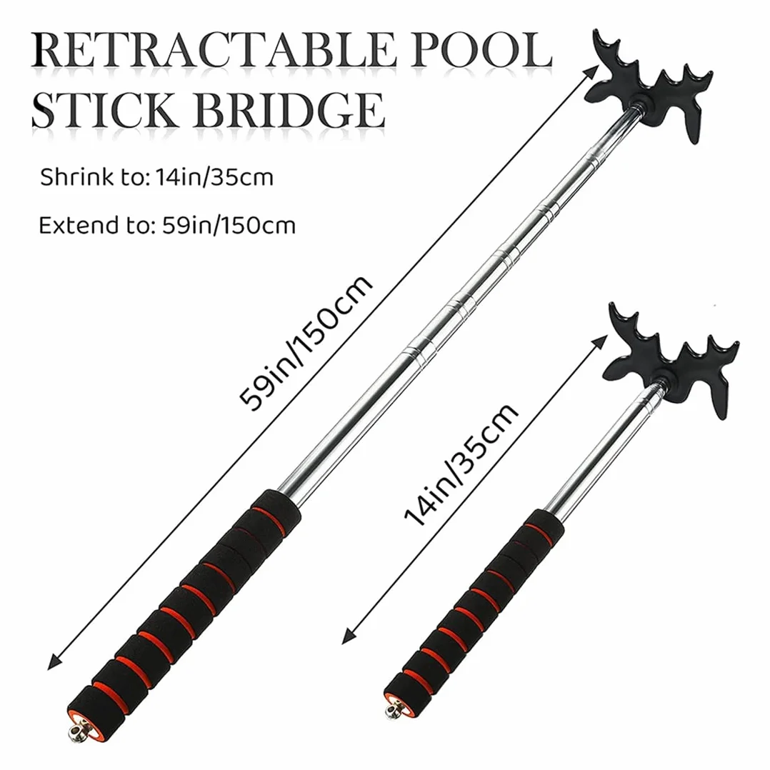 Puente RetráCtil para Tacos de Billar con Cabezal de Puente, Accesorio de Taco de Billar para Mesa de Billar, Cabeza de Puente, Negro