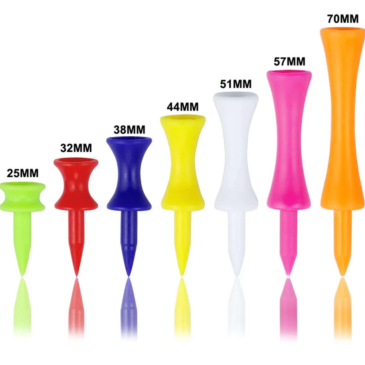 Golf Step Down - Tees de plástico para Castillo 100 Unidades(Blanco,51mm)