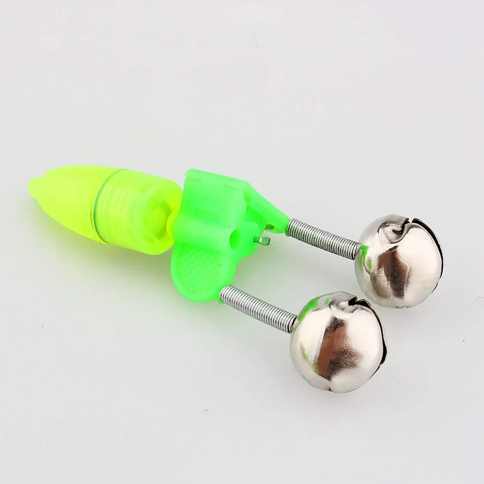 Nikou Alarma de Pesca - Campanas de Pesca Accesorios para Pescar de Noche Punta de la Varilla Clip de luz LED Varilla de Campanas Dobles Indicador de mordida Indicador Alarma