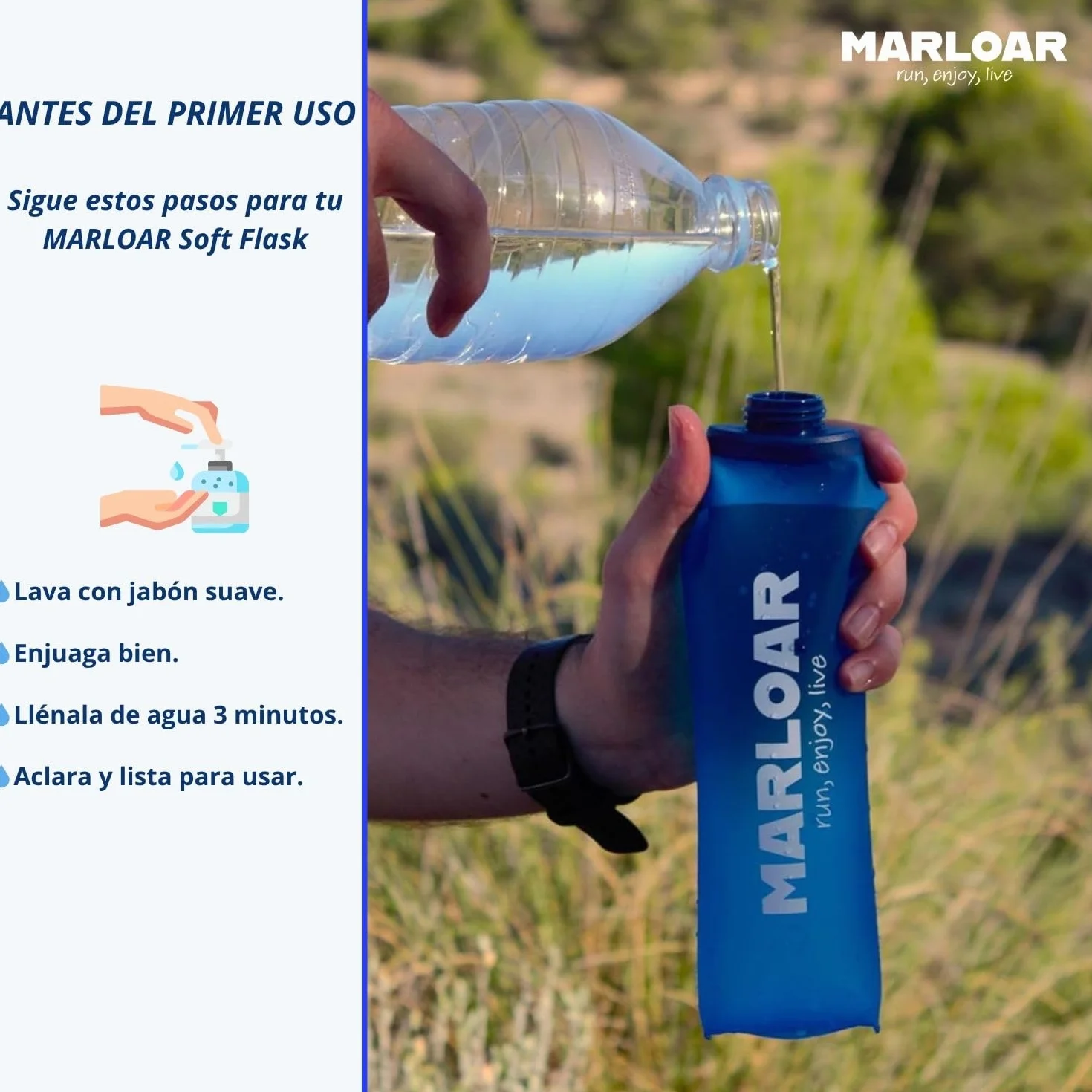 Soft Flask 500ml Botella Plegable Silicona Pack 2 Unidades para Running Trail Running Ciclismo Senderismo BPA Free AZUL 250 ML