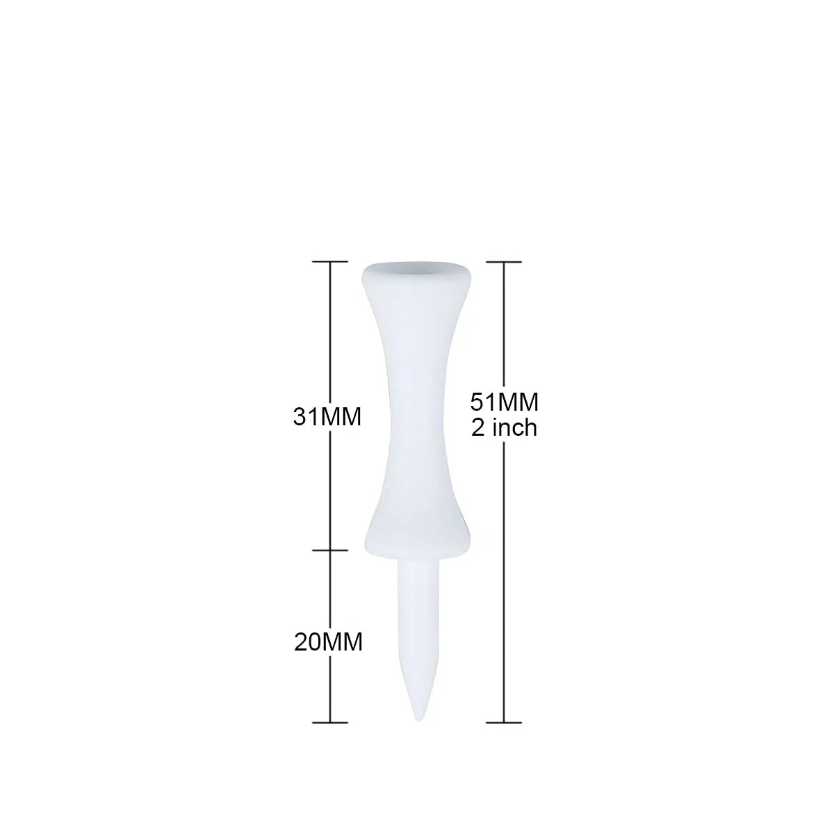 Golf Step Down - Tees de plástico para Castillo 100 Unidades(Blanco,51mm)