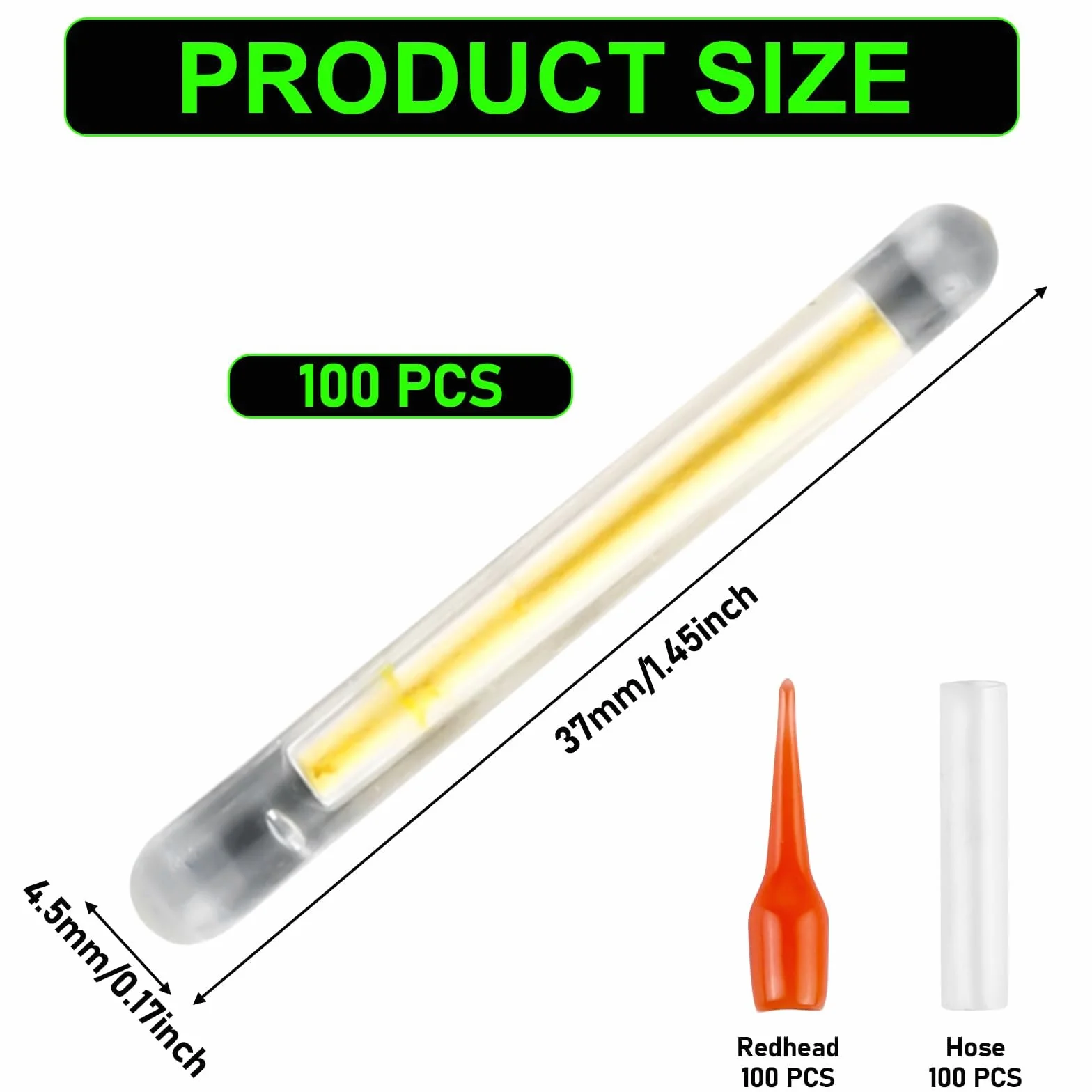GOMETY 100 unidades de luz nocturna para pesca de 4,5 mm, barras luminosas LED para cañas de pescar, pesca nocturna, varillas luminosas para nadadores, nadadores, puntas de caña, varillas