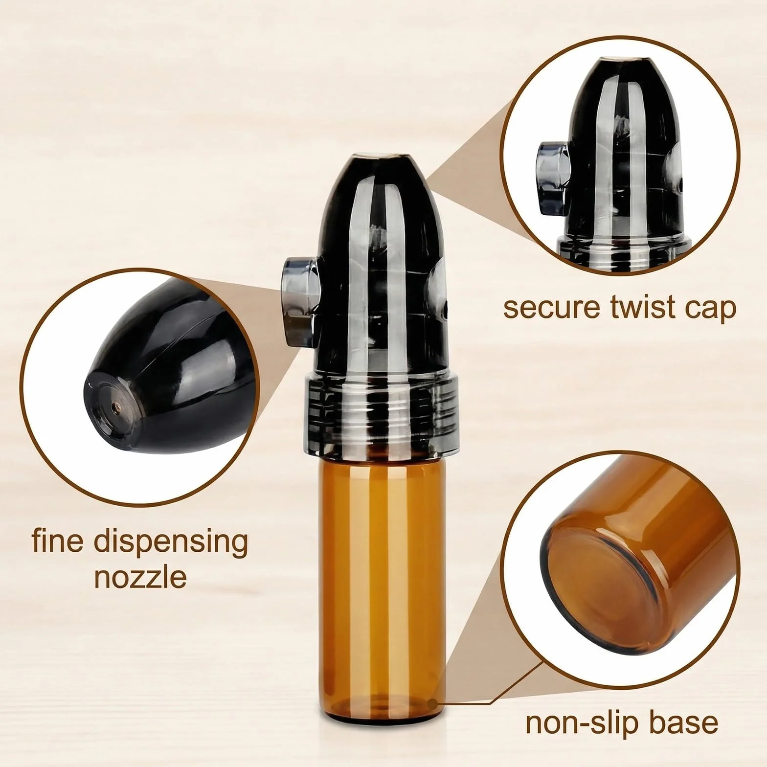 Dosificador de Especias 4 Piezas con Embudo, Botes de Vidrio Portátiles para Polvos (51mm y 68mm), Frascos de Almacenamiento con Cuchara para Viajes y Cocina, Pack de 2 Marrones y 2 Blancos