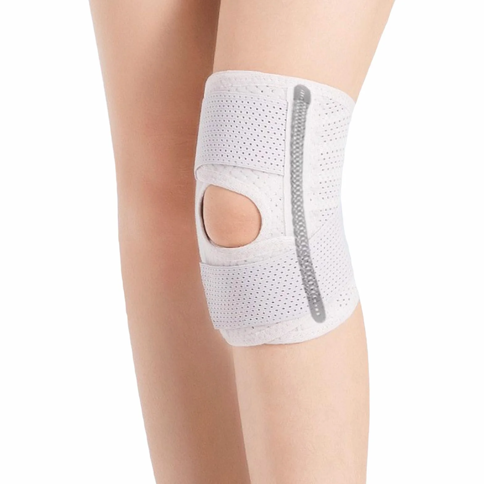 Rodillera ajustable con estabilizadores de resorte, protectores de rótula transpirables para fitness y running
