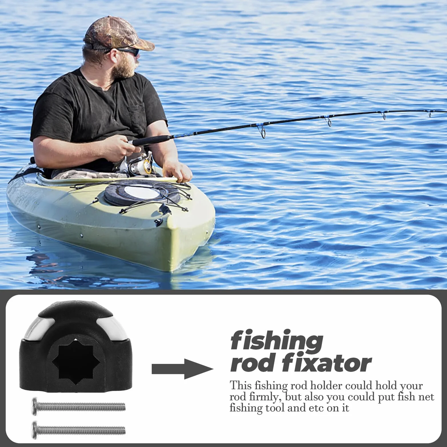 Soporte para Cañas de Pesca Portátil de ABS Resistente para Kayak al Aire Libre