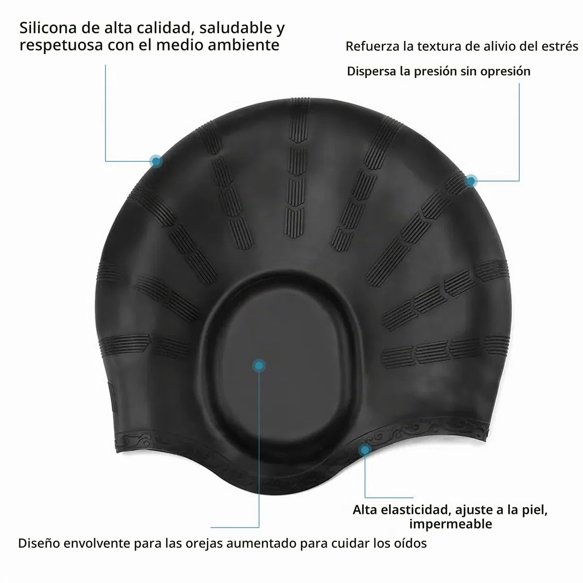 2unidades Gorro Piscina Protecion de Oido 3D,Antideslizantes Gorro de Baño,Gorros de Natación,Gorros de Natación Impermeable de Silicona,Gorroes de Natacións Apto para Diferentes Peinados