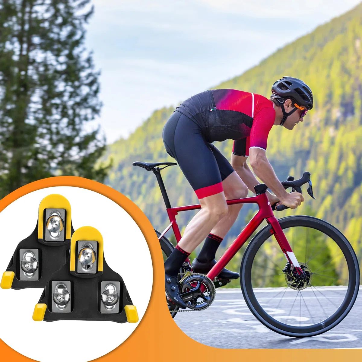 Calas de Bicicleta de Carretera, calas de Ciclismo compatibles con Shimano SPD SL, aptas para Pedales de Carretera y Zapatillas Ciclismo Carretera, Compatible con SM-SH10 SM-SH11 SM-SH12