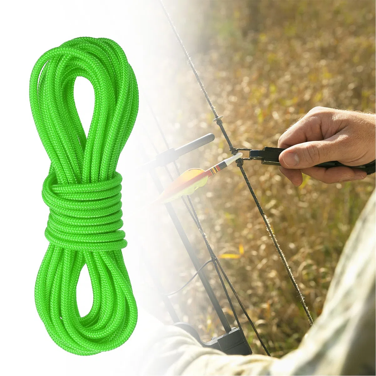 PATIKIL Cuerda de Bucle D para Arquería de 10 Pies Cuerda de Liberación de Cuerda de Arco Bucle de Anclaje de Alambre para Cuerda de Arco Compuesto Verde Brillante