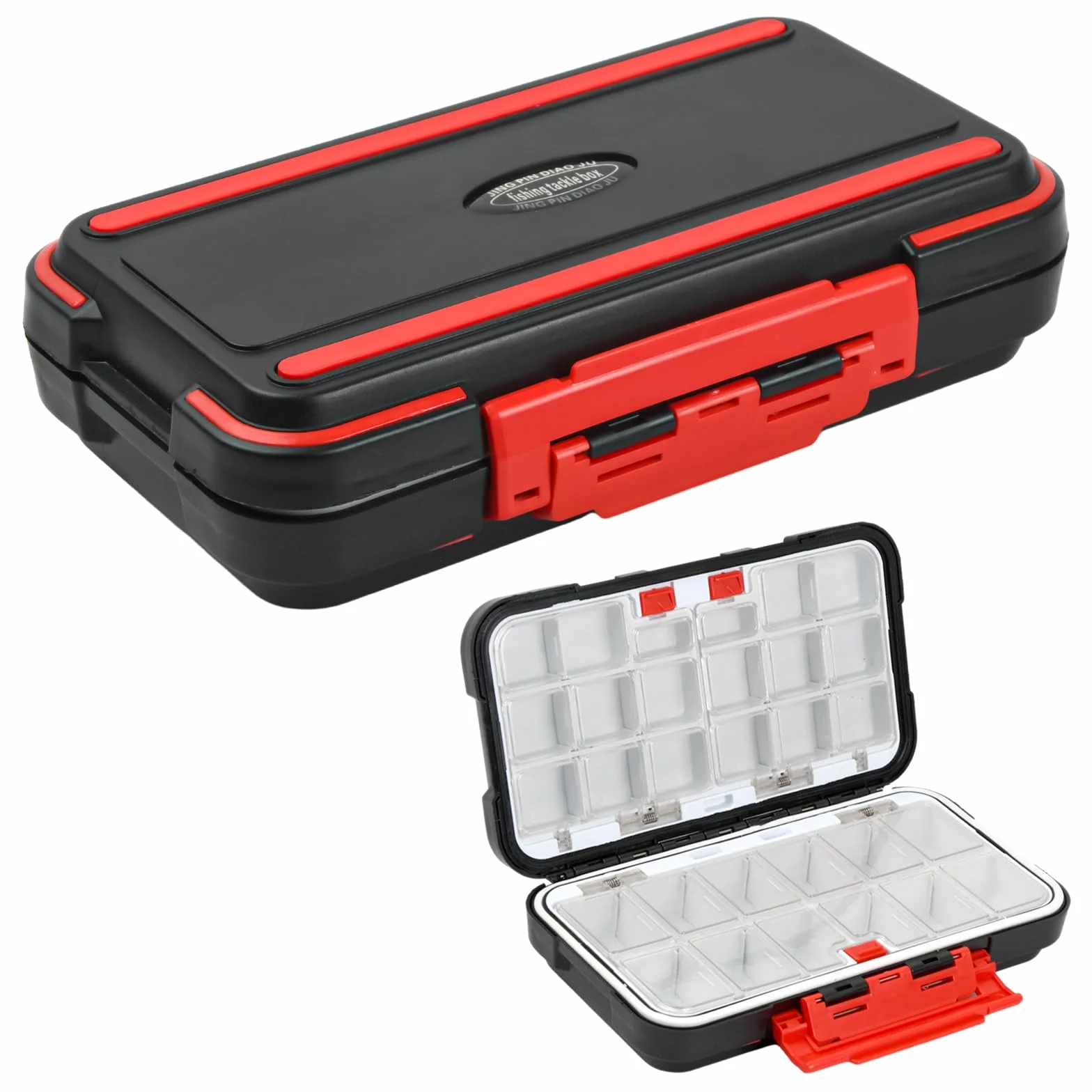 Caja Organizadora para Aparejos de Pesca 30 Compartimentos Transparente Portátil Negro