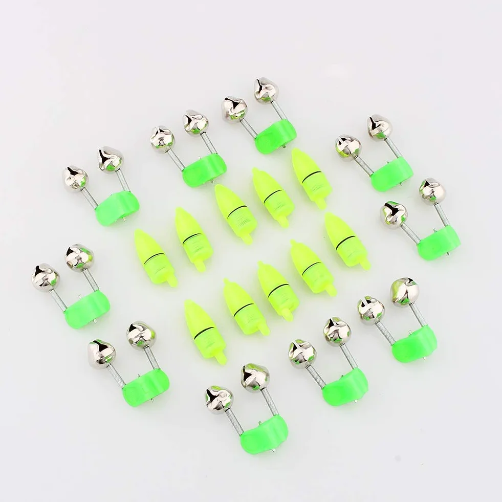 Nikou Alarma de Pesca - Campanas de Pesca Accesorios para Pescar de Noche Punta de la Varilla Clip de luz LED Varilla de Campanas Dobles Indicador de mordida Indicador Alarma