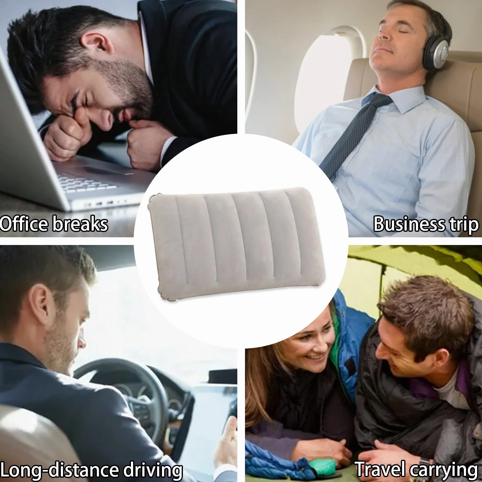 4 Piezas Almohadas Inflables de Viaje Almohadas Hinchables de Playa Almohada Hinchable Flocada para Camping Almohada de Exterior Ligera y Portátil Cojín de Aire para Oficinacon Inflador