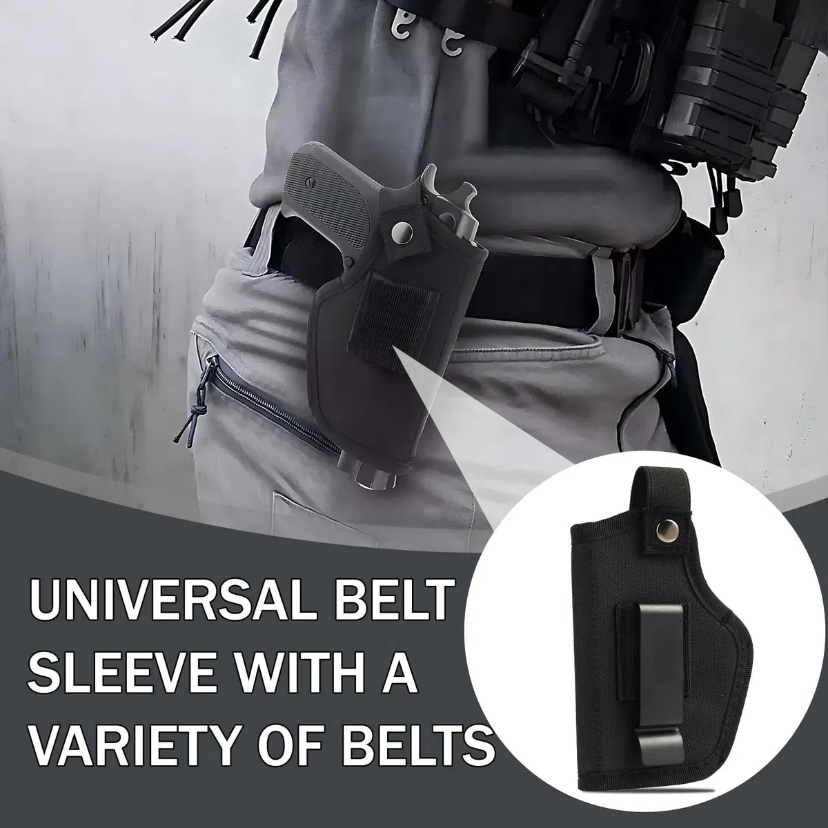 Funda Interior Compact, Funda Pistola, Táctica para Oculta al Aire Libre, Funda Táctica para Pistola Izquierda/Derecha Universal, Adecuado para la Mayoría de Las Pistolas