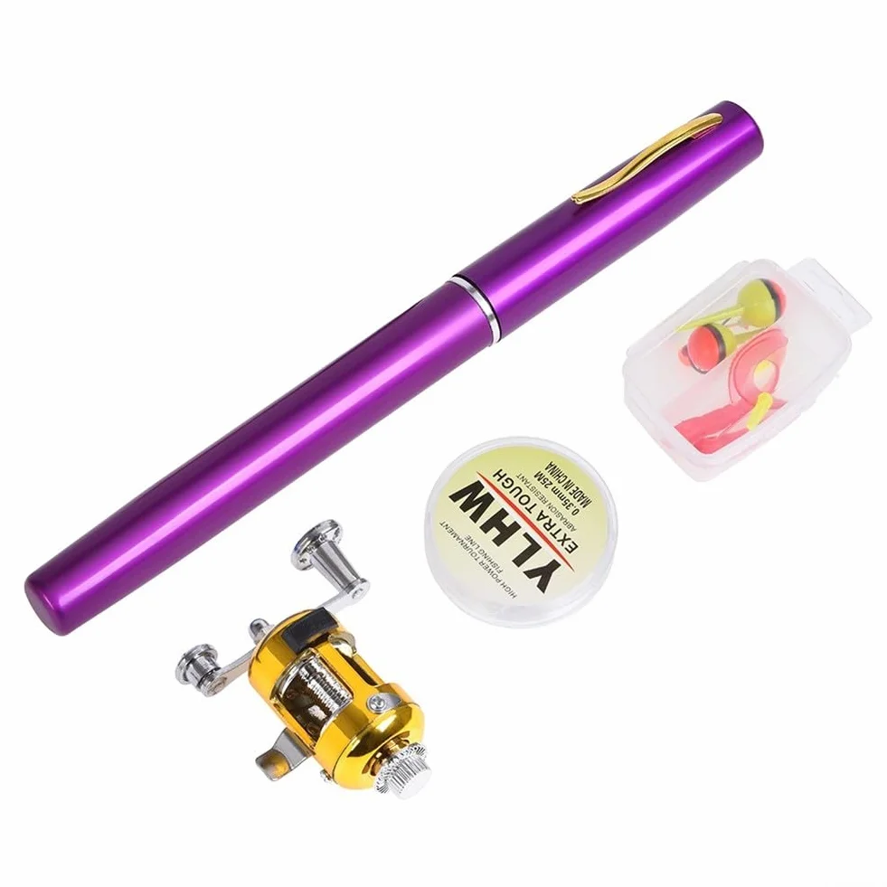 Kit de caña de pescar telescópica, poste de fibra de carbono, portátil, mini carrete de caña para agua dulce y salada, para viajes