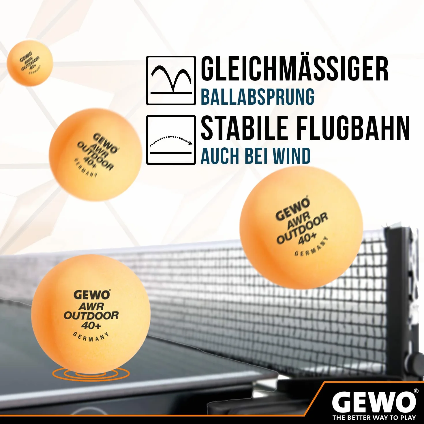 GEWO Tischtennisball Awr Outdoor 40+ Naranja