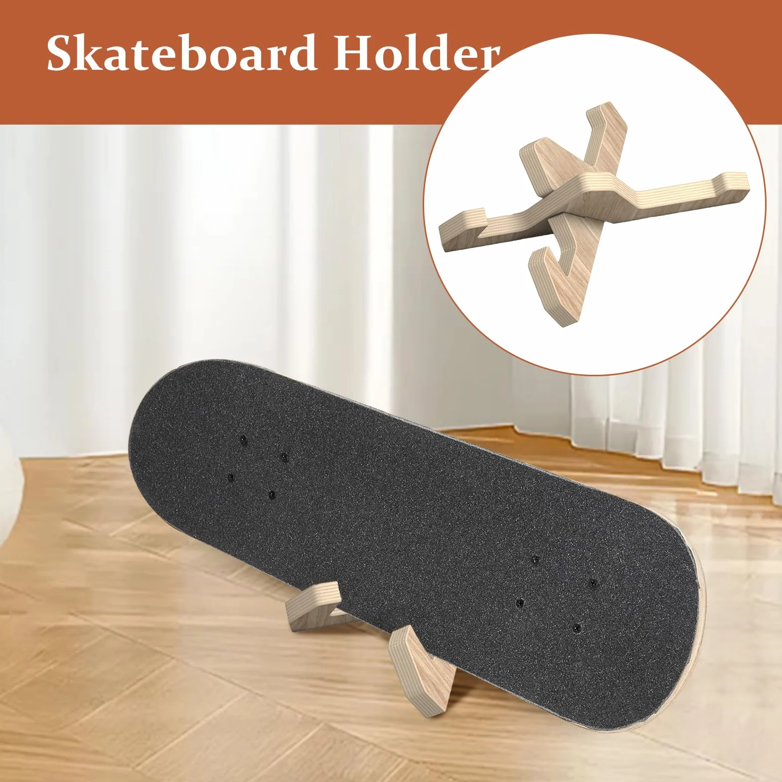 Soporte Para Skateboard Base De Madera 26.5cm Estante Duradero Exponer Tablas Almacenamiento