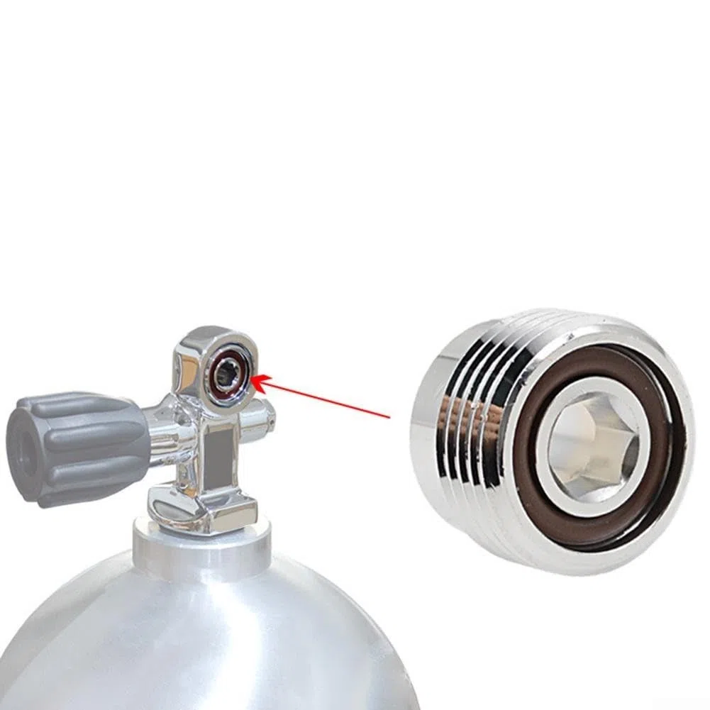 Adaptador de buceo de rosca G5/8 DIN a válvula de yugo convertidor de latón 23 x 16 mm (2 piezas)