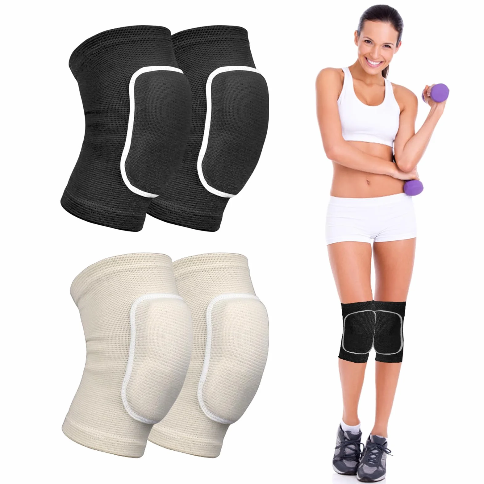 2 Par rodilleras crossfit rodilleras baile Rodilleras Deportivas de Esponja Apoyo de la Rodilla Unisex para Crossfit Voleibol Bicicleta Baloncesto