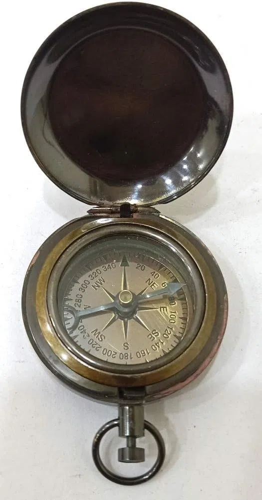 Ross London - Brújula de Bolsillo Redondo de latón Marino Royal Navational Device Instruments