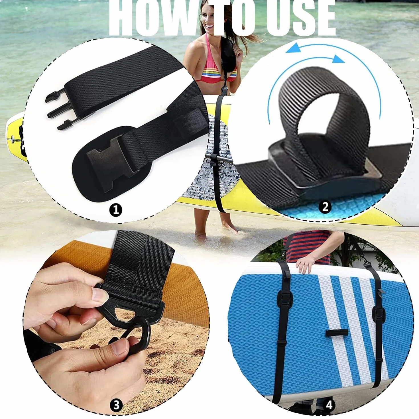 Correa Transporte Tabla Surf Ajustable para Surf, SUP, Kayak, Canoa, Longboard