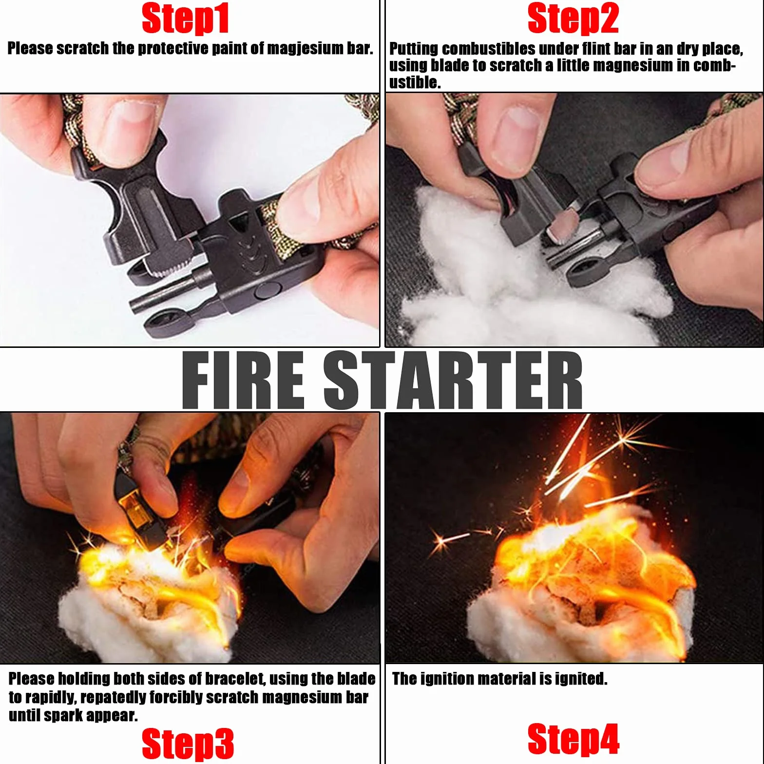 4 pulseras de cuerda para paraguas, pulsera de supervivencia, color verde camuflaje del cinturón de cordón para paraguas se utiliza para acampar de supervivencia al aire libre y supervivencia de