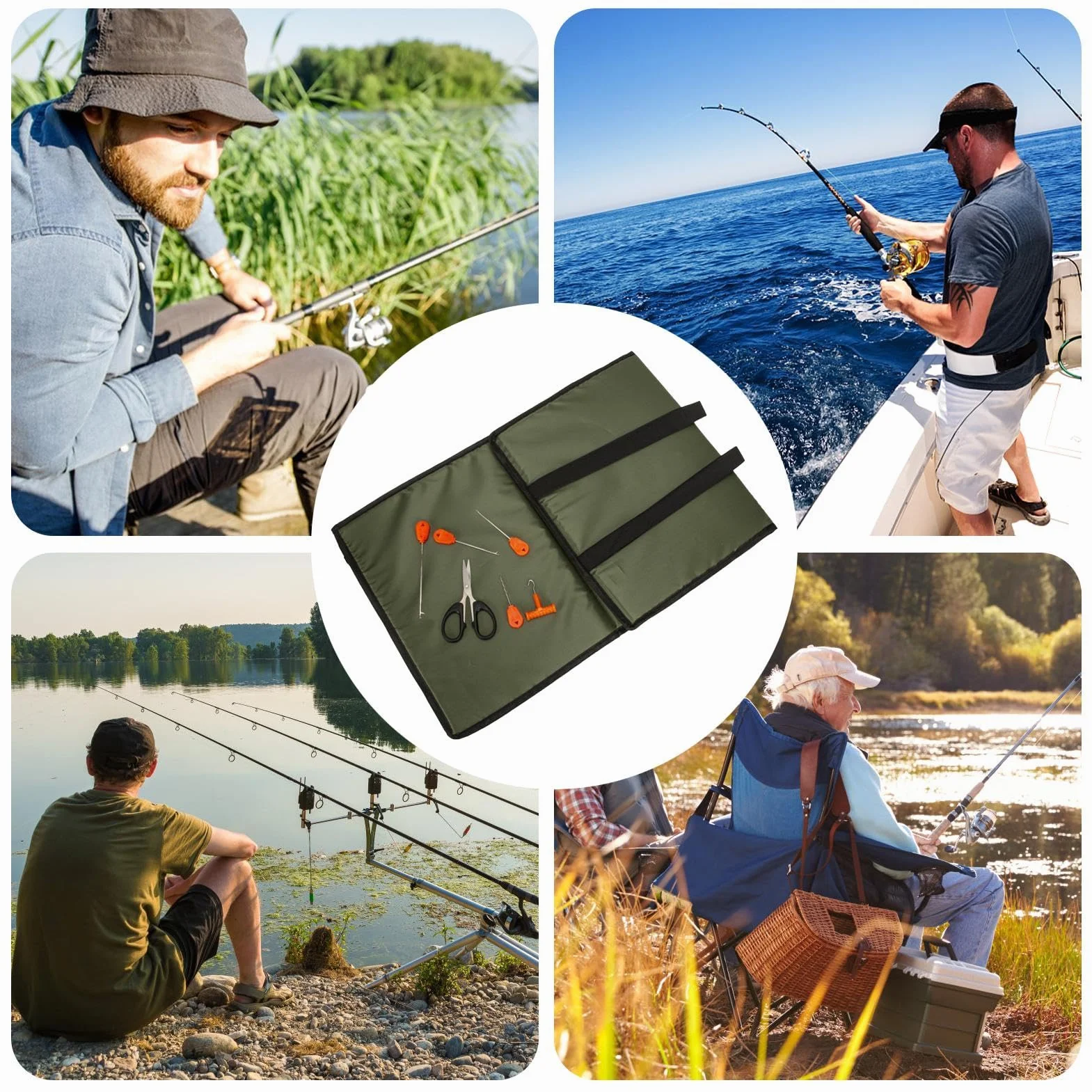 Estera de desenganche de pesca plegable portátil Juego de 7 alfombrillas de aterrizaje