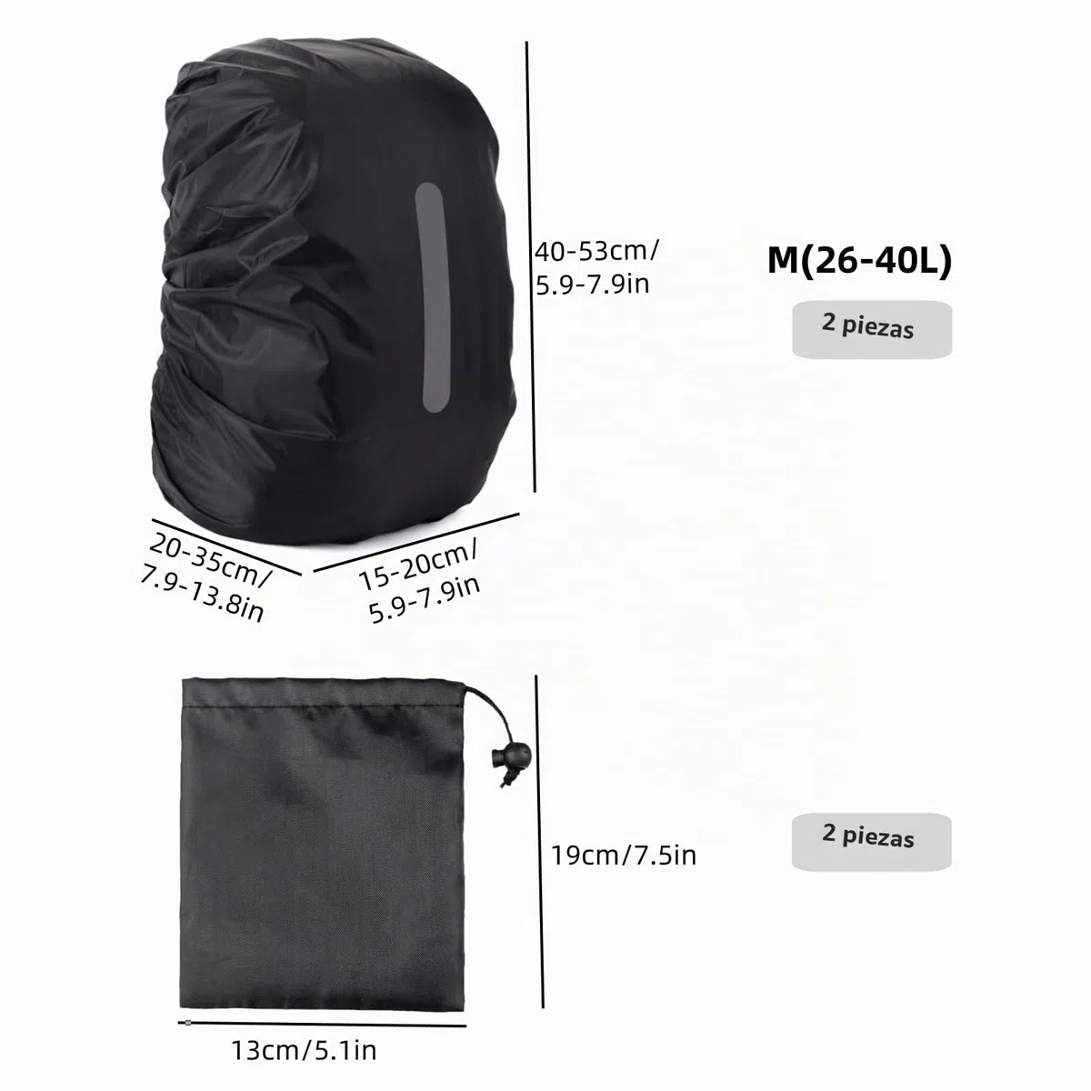 2 Piezas 30-40L Funda Impermeable para Mochila Cubre, Protector Mochila Lluvia, Reflectante, Antirrobo, para Senderismo, Ciclismo, Escalada Y 2 Bolsas Negras