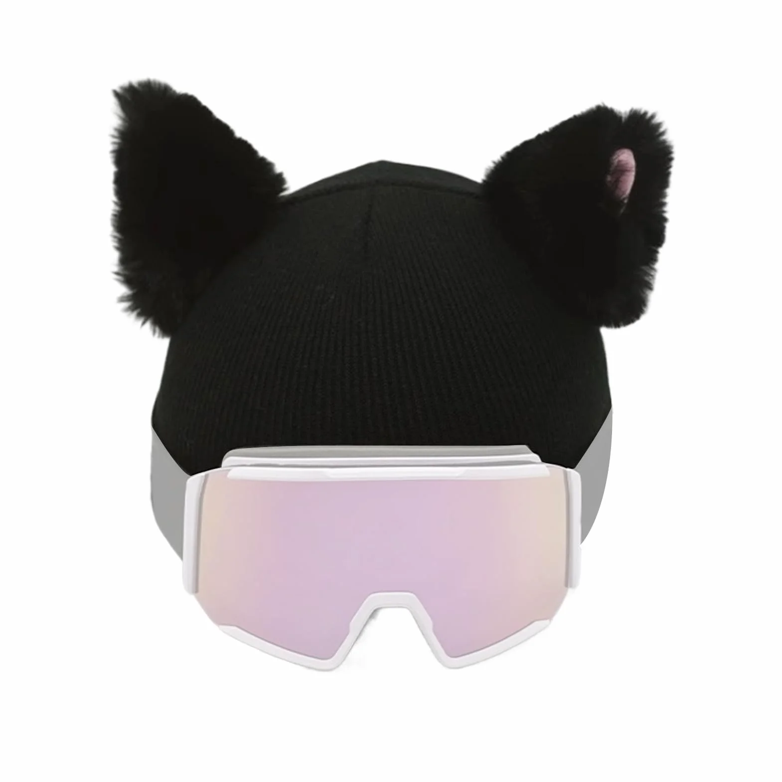 Fundá para Casco con Orejas De Gato: Gorro De Esquí De Felpa, Accesorio De Esquí Suave, Diversión En La Nieve