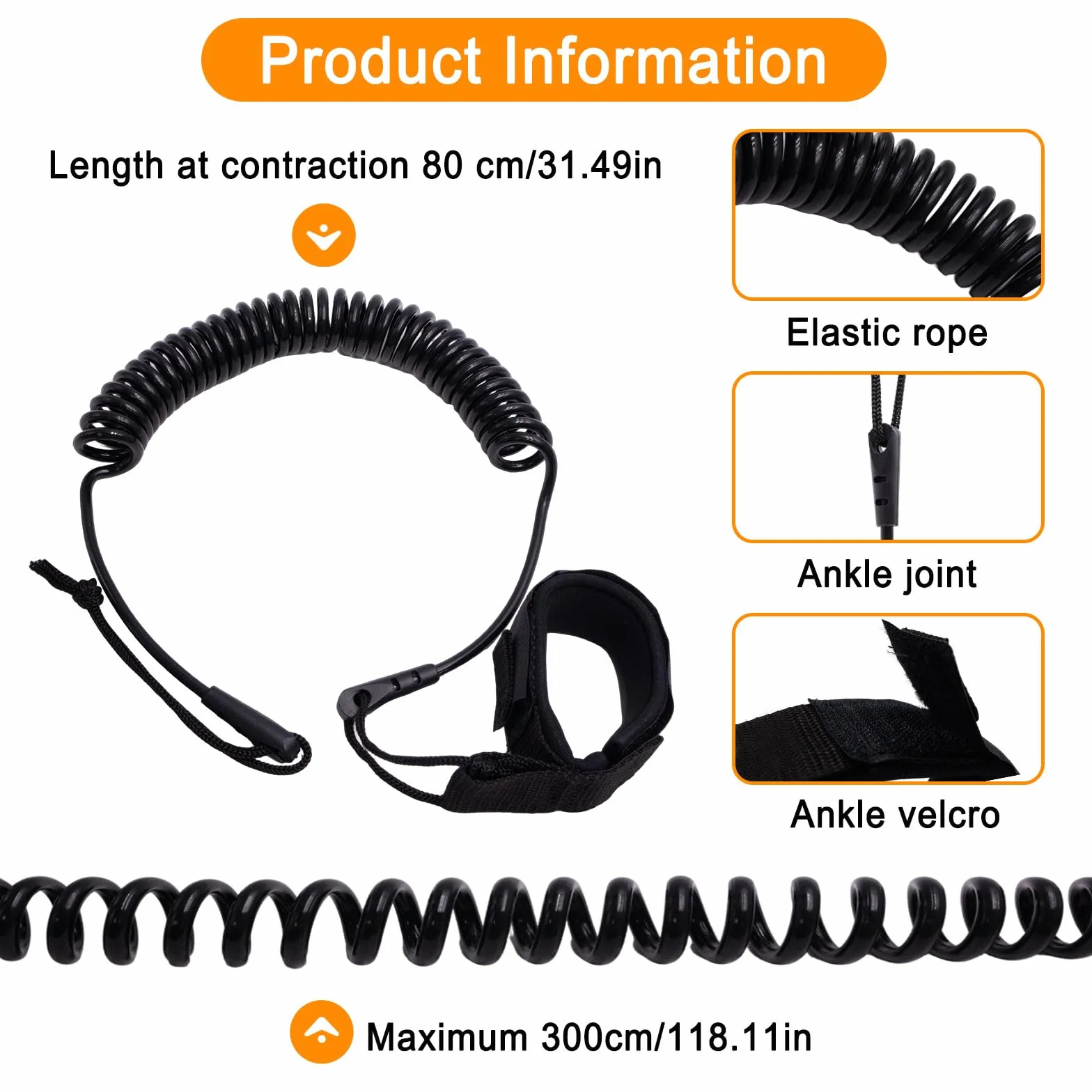 Surf Leash Ajustable TPU Adultos para Longboard 10ft