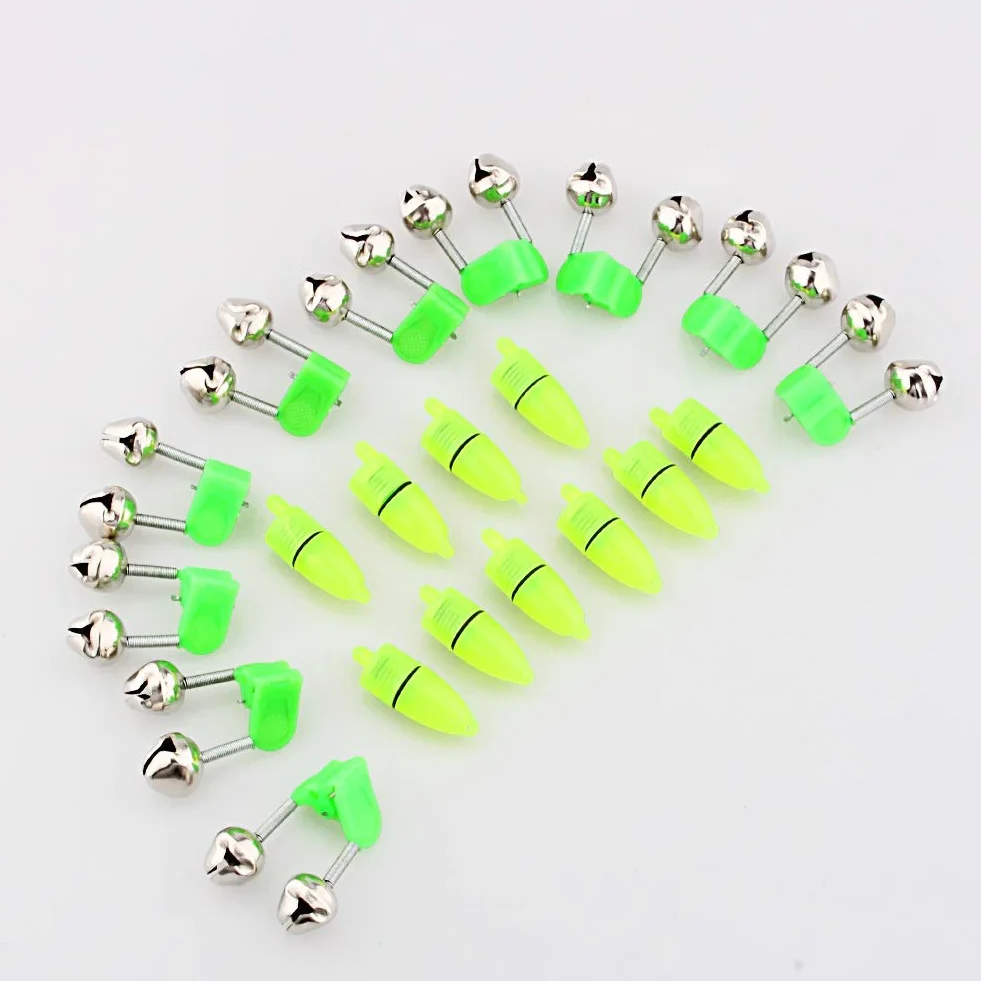 Nikou Alarma de Pesca - Campanas de Pesca Accesorios para Pescar de Noche Punta de la Varilla Clip de luz LED Varilla de Campanas Dobles Indicador de mordida Indicador Alarma