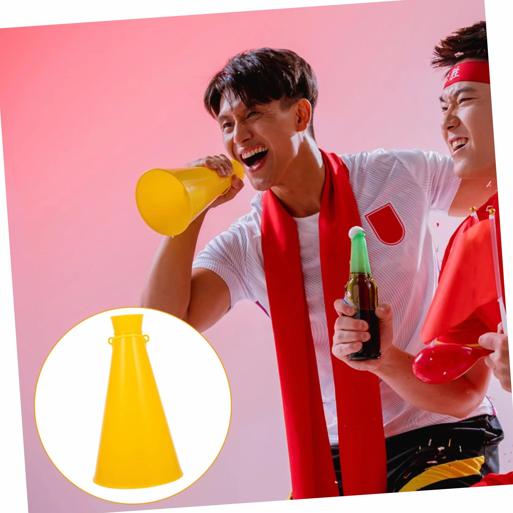 Megáfono Animador Plástico Portátil Amarillo para Fiestas Deportivas