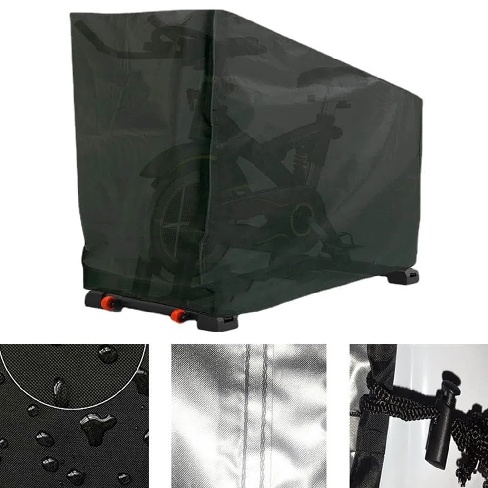 Funda impermeable para bicicleta de ejercicio estacionaria para bicicletas verticales de interior, a prueba de polvo y UV, de 210D Oxford, negra, para equipos de ciclismo, para bicicletas de
