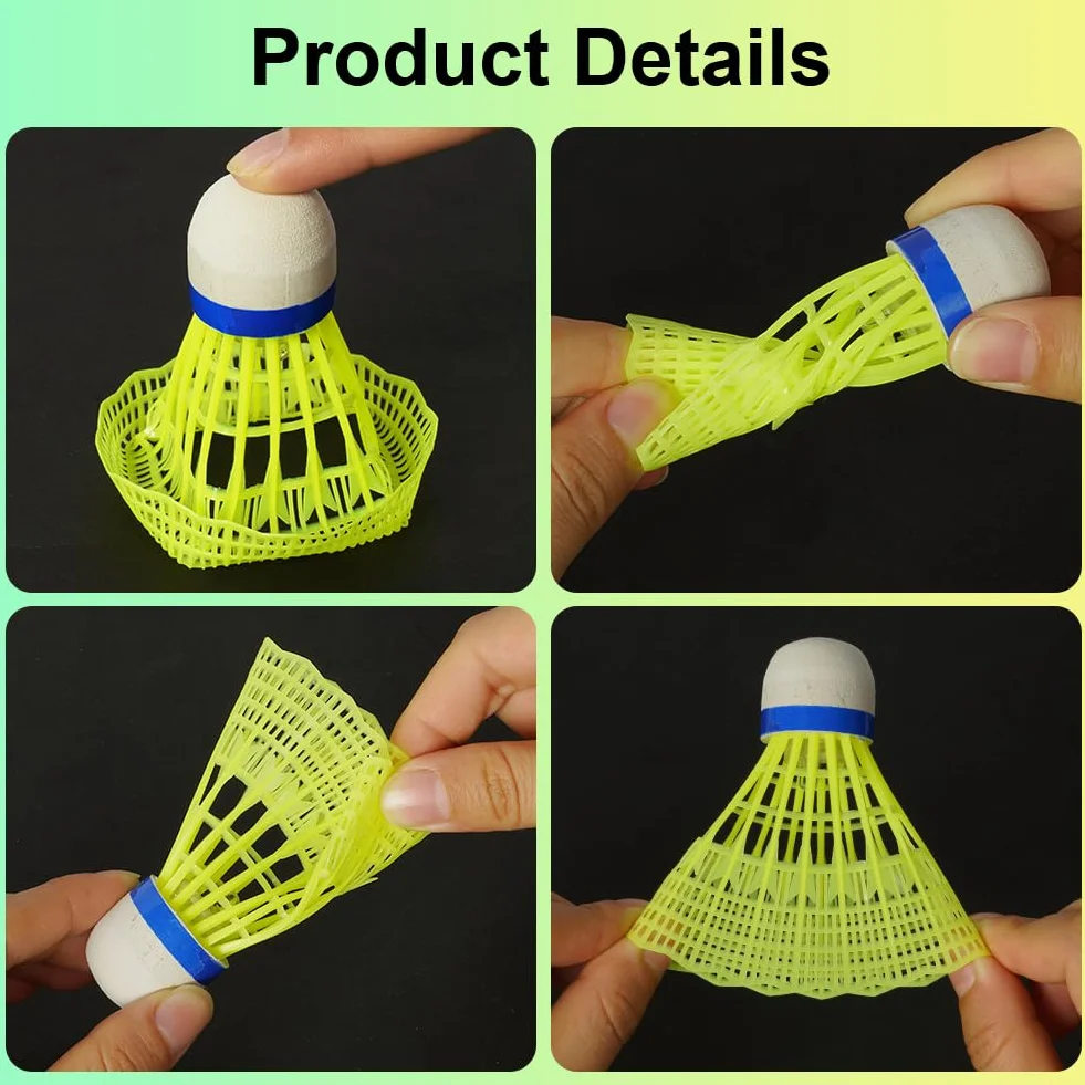 Bádminton LED Volantes Luminosos Nailon 8 Pack Verde Niños Adultos
