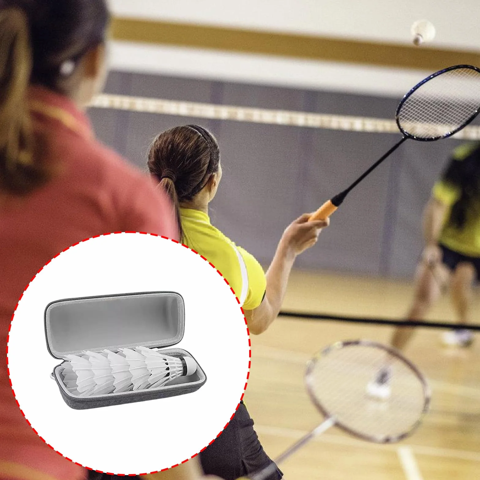 Estuche de accesorios de bádminton de alta capacidad para volantes forrado interior con clip de metal, cubo de almacenamiento
