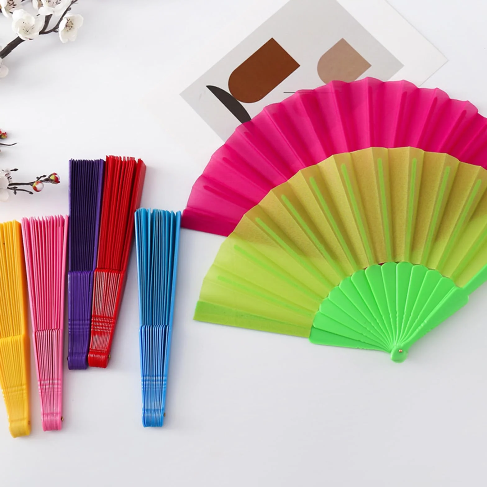 Abanico plegable chino retro de mano grande para baile cosplay fiesta