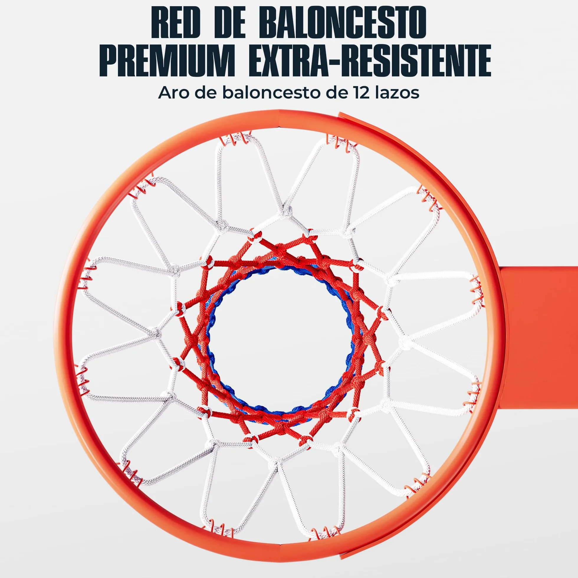 Profesional Red de Baloncesto 150g Repuesto Resistente 12 Ganchos Blanco Rojo Azul