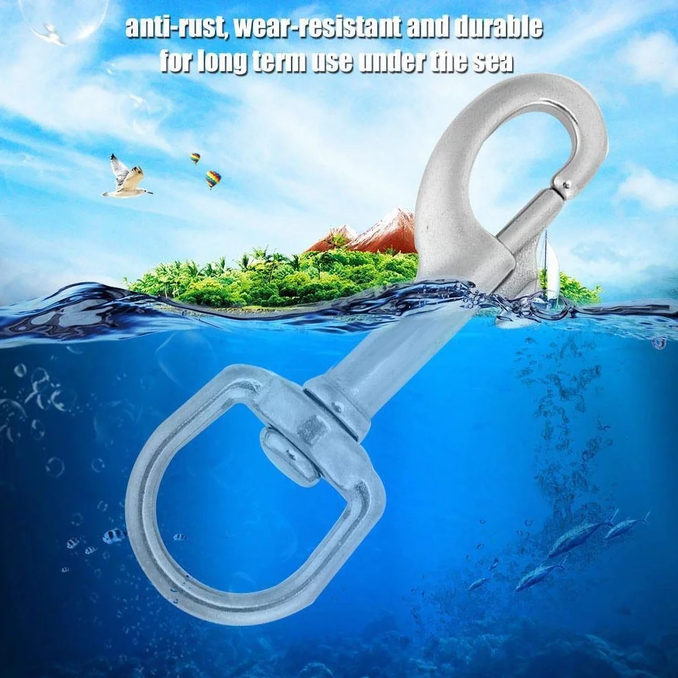 316 Gancho De Acero Inoxidable De Resorte Giratorio De Ojos Juego De Pernos Buceo Accesorio (90MM, Blanco)