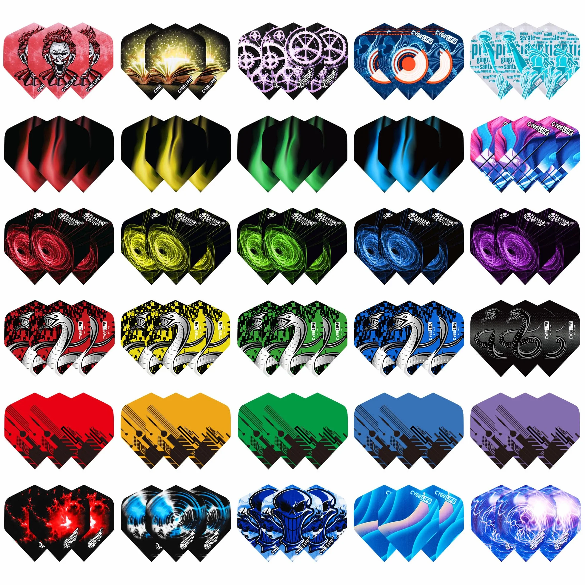 CyeeLife Standard Dart Flights 30 Sets 90 Pcs Durable Pet Replacement Feather Tail Wing for Steel Tip Soft Tip Darts