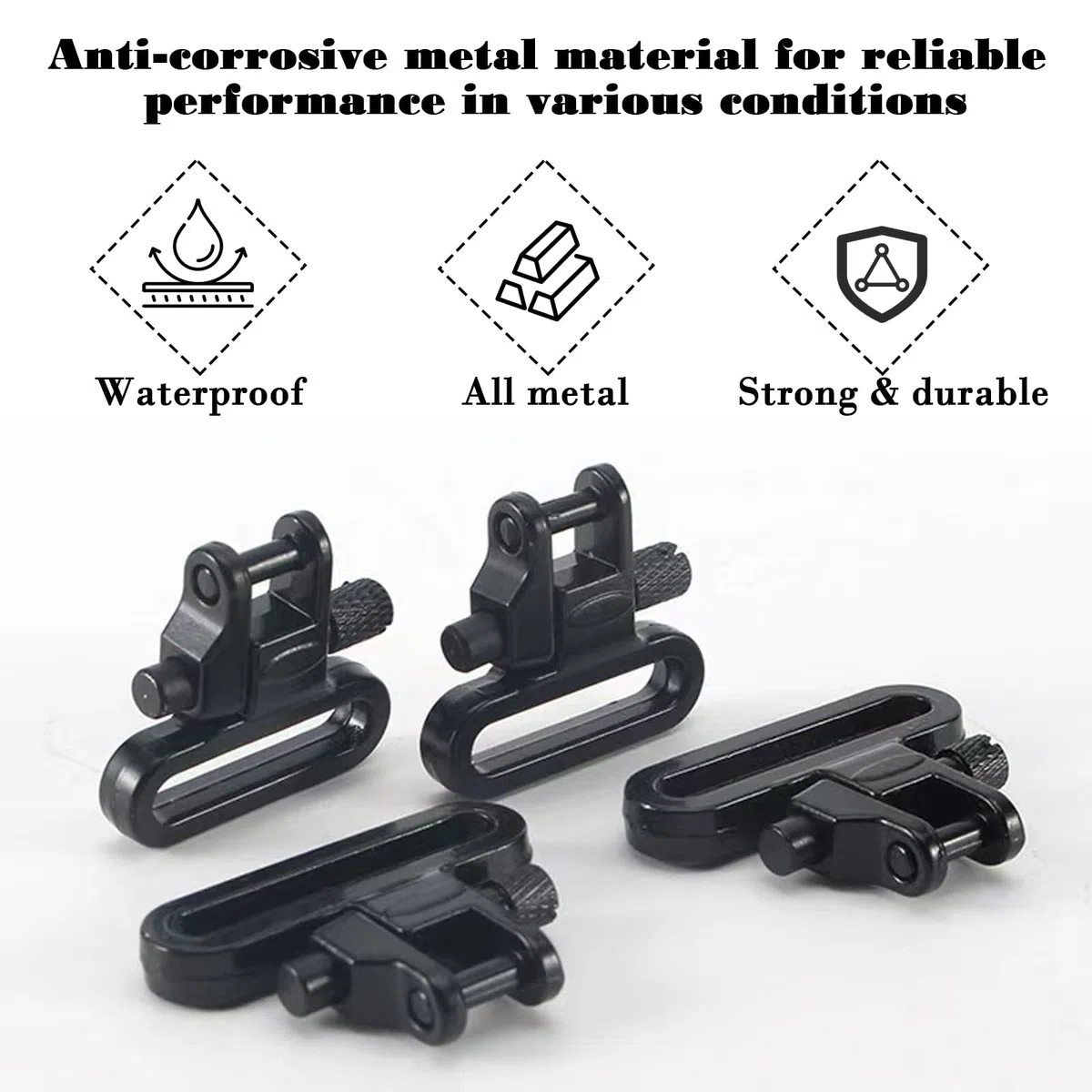 Quick Release Sling Swivel Soporte Adaptador Metal Rápido Pistola Desmontable Correa Sling Montaje Anillo, Eslabón Giratorio Tactical Bolt Studs Tornillos Giratorios Resistentes para Máquina