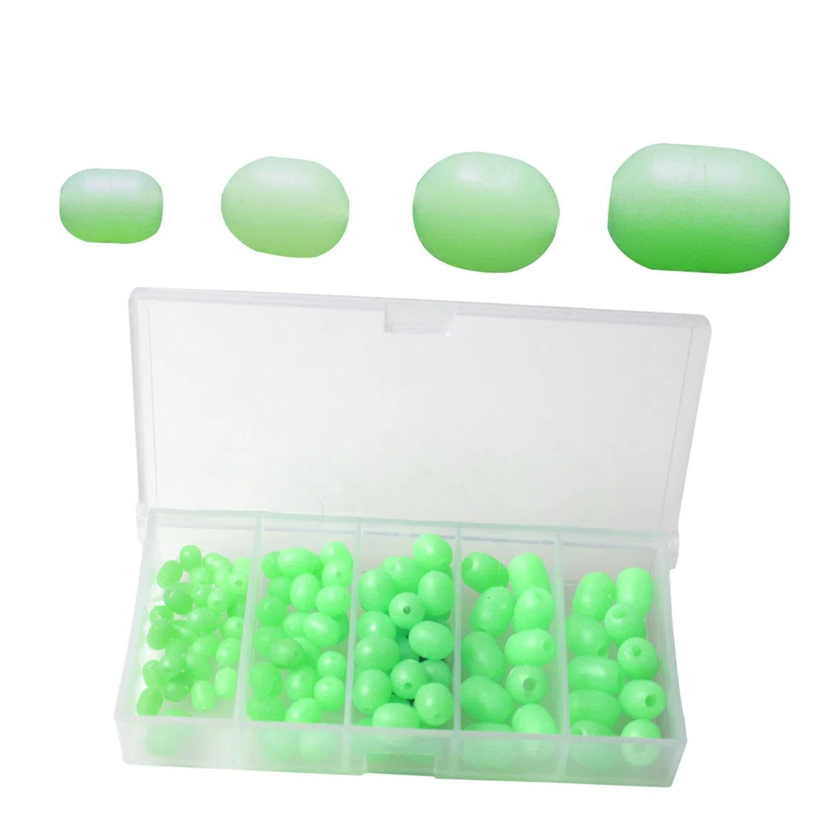 100 Uds Cuentas Luminosas de Pesca Accesorios Herramientas Cuentas de Aparejo Señuelos de Pesca Brillo Ovalado