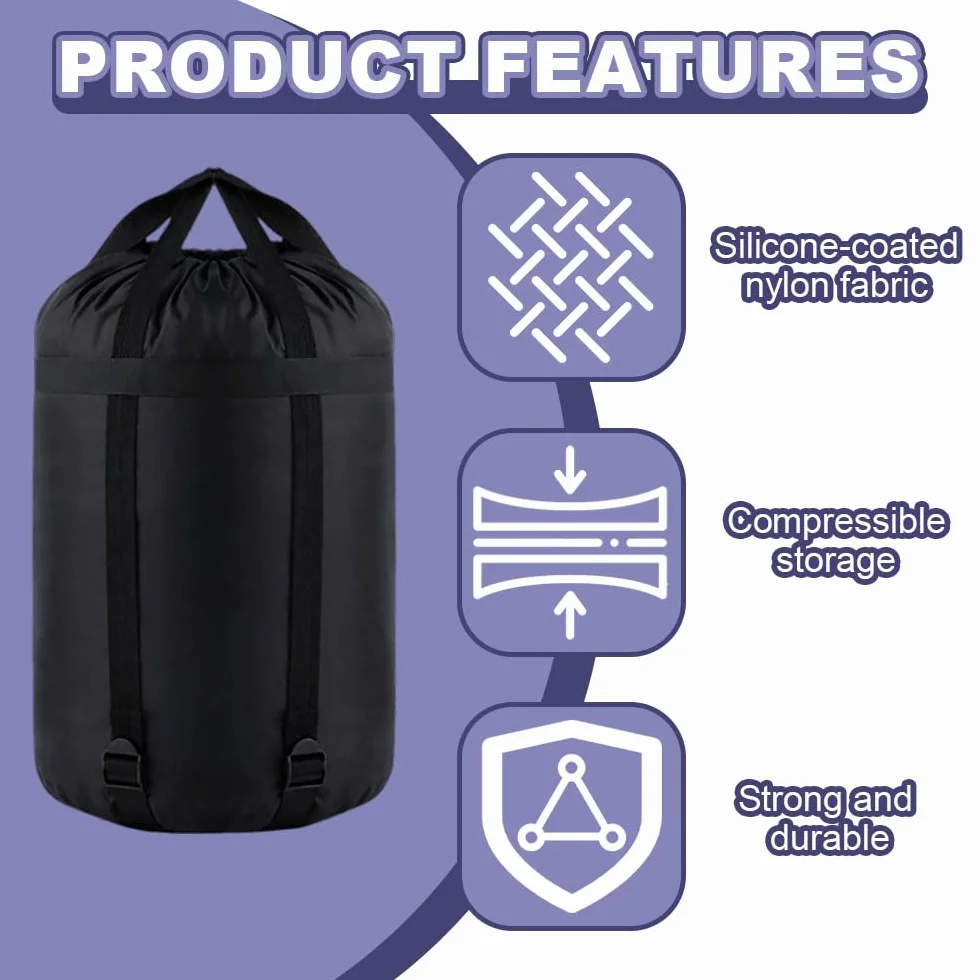 Funda Compresion Saco Ligera, Sacos de compresión para Saco de Dormir, Bolsa de Almacenamiento para Saco de Dormir Impermeable, para Saco de Bormir, Almacenar Ropa, Camping (43 * 22cm)