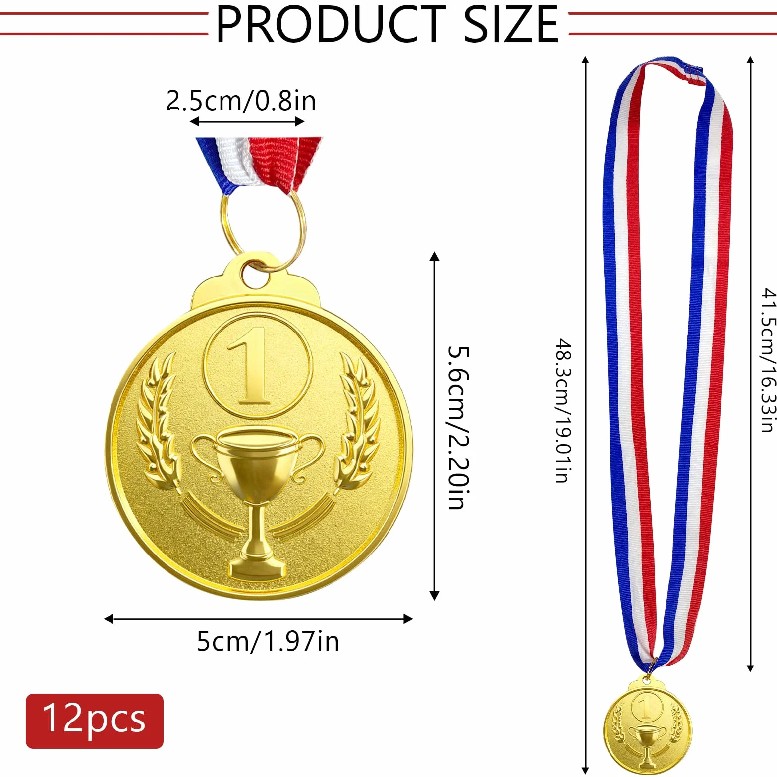 Medallas de metal, 12 unidades