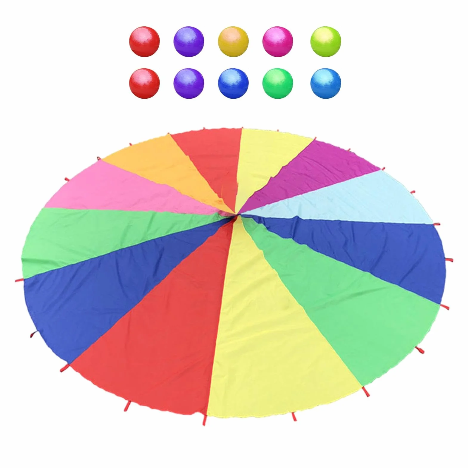 Play Parachute Paracaídas para Niños Multicolor 6 Pies con 10 Pelotas XL 12 Alas