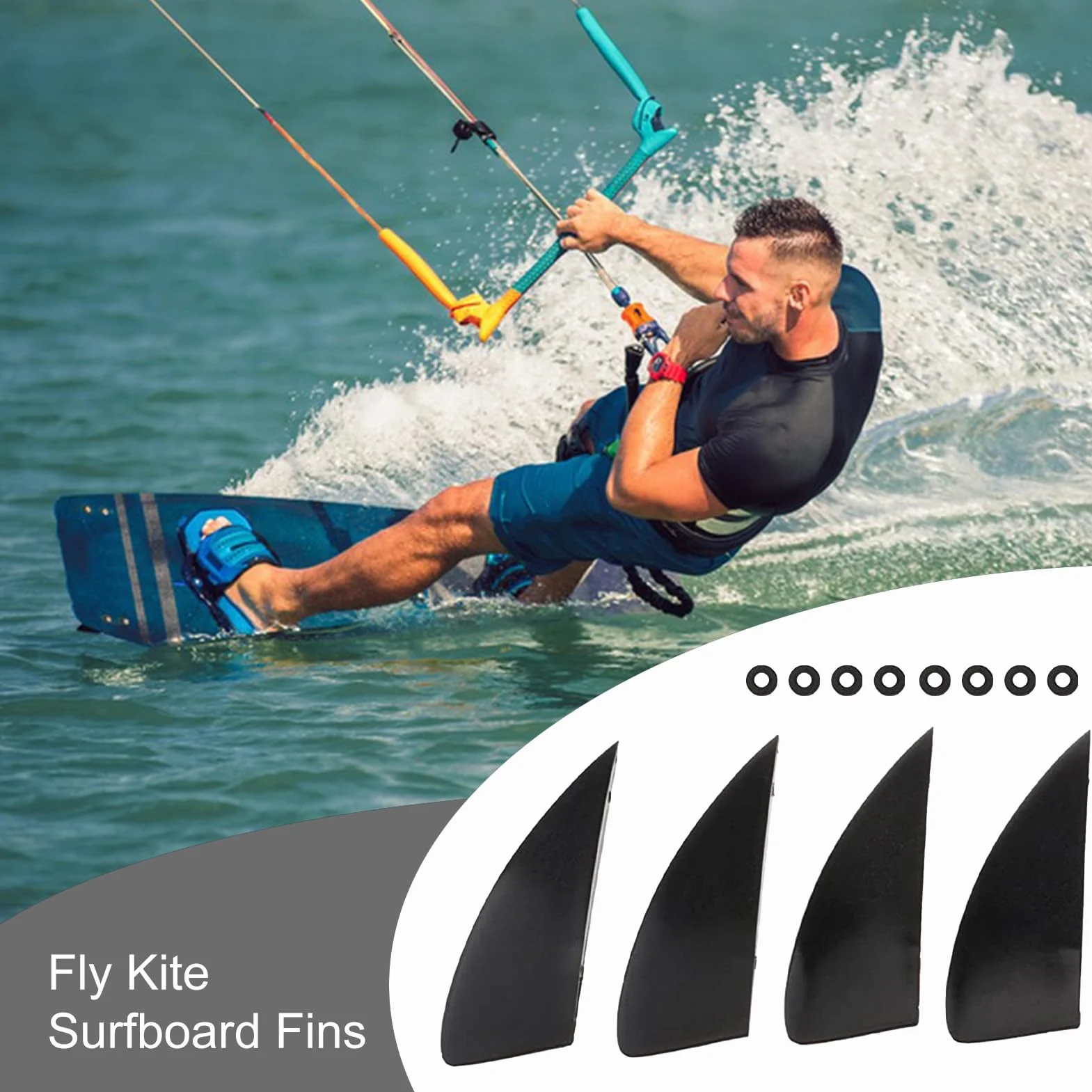 Aletas De Surf 4 Piezas Fly para Tabla De Kitesurf Juego Reforzado Desmontable